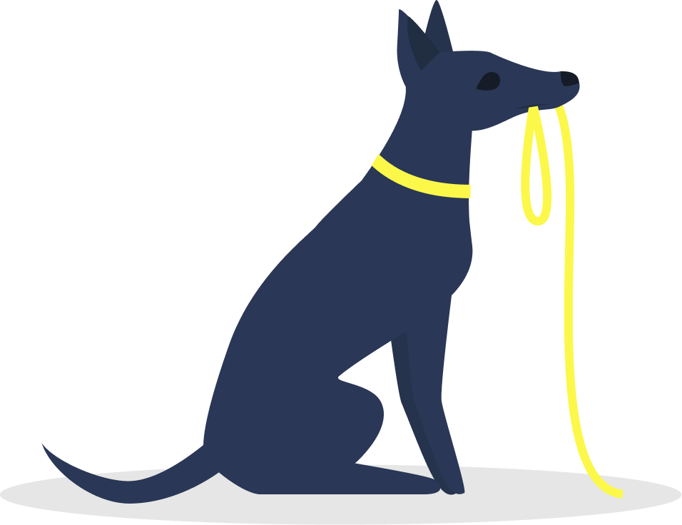 Dog illustration with leash